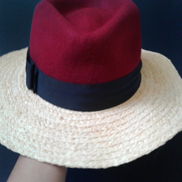 KATE SPADE Colorblock Wool Crown Fedora NWT
